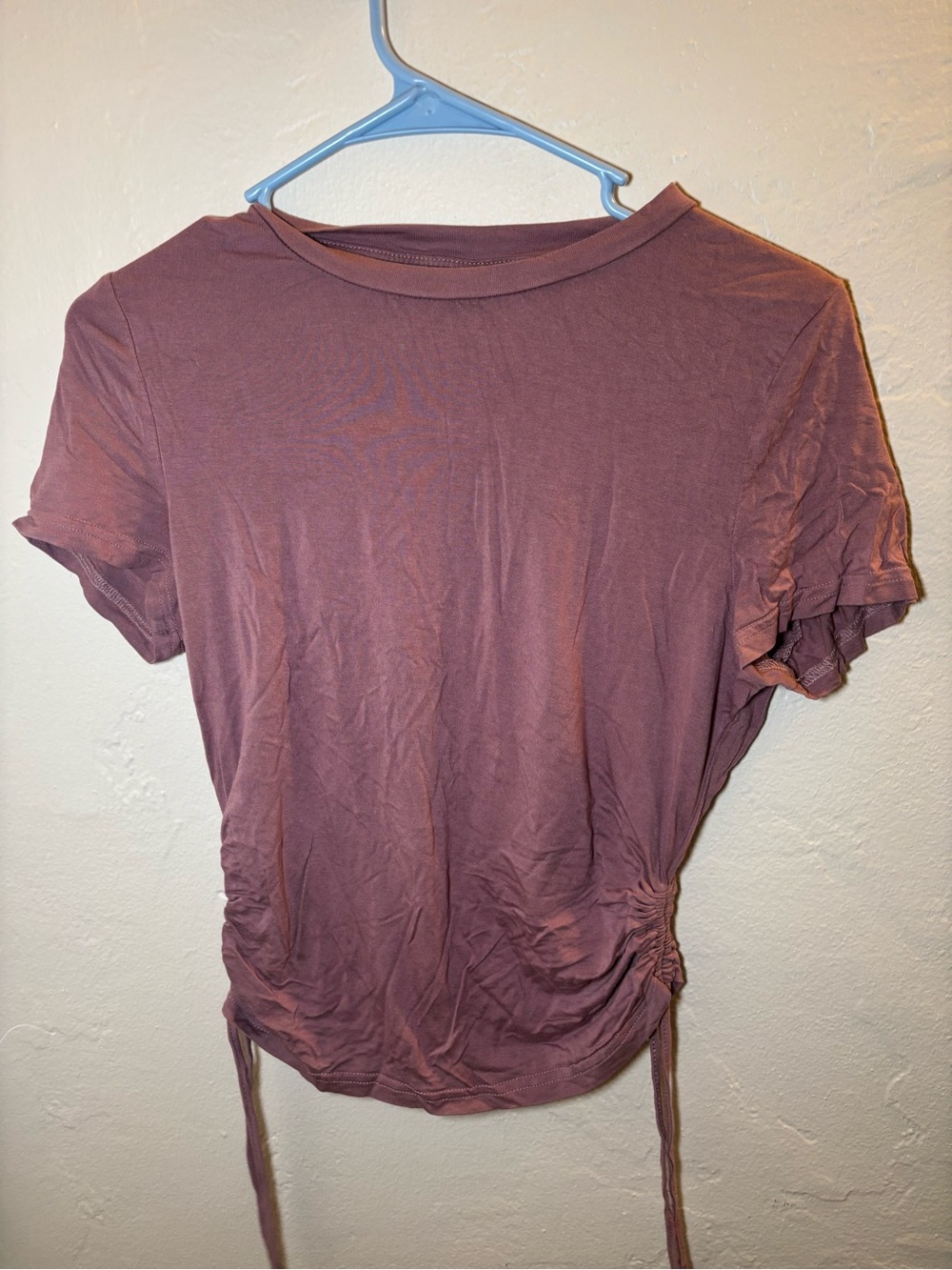 Women’s Mauve Ruched Tie-Side Short Sleeve Top